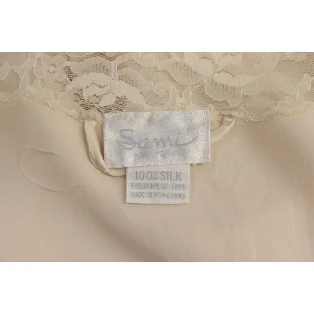 Lace-Trim Short Robe in Cream - Lightweight Tie-Waist Kimono